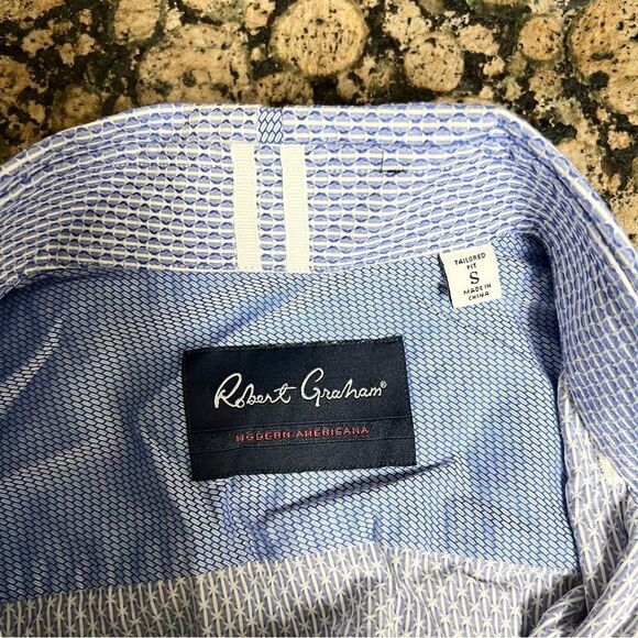 Robert Graham Long Sleeve Tailored Fit Button Up Shirt Blue Print Size S - Picture 5 of 5